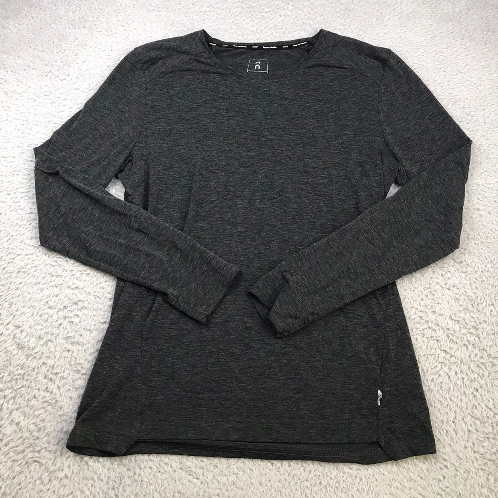On Cloud Comfort Long-T Shirt Mens M Heather Gray Performance Wool Stretch‎ Crew
